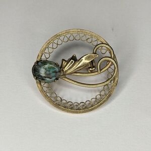 Antique Pre-1922 George L Vose 1/20 12K Gold Pin Blue Spotted Stone Wire Details
